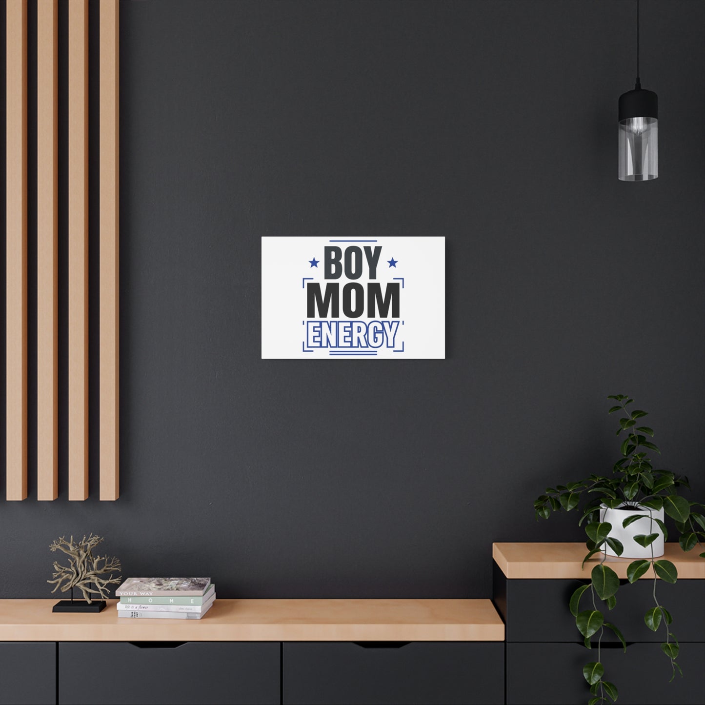 Boy Mom Energy Canvas, Minimal Typographic Mom Wall Art | Mother’s Day Mom Identity