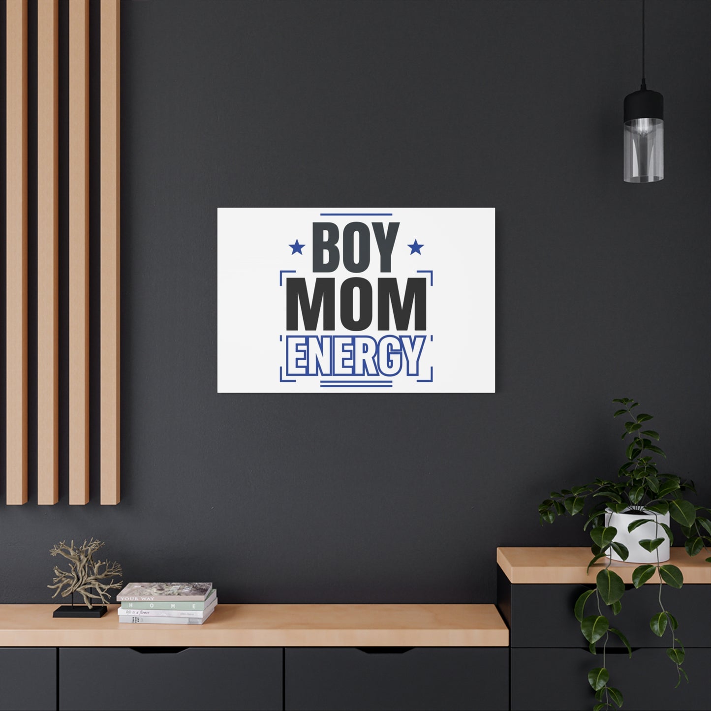 Boy Mom Energy Canvas, Minimal Typographic Mom Wall Art | Mother’s Day Mom Identity