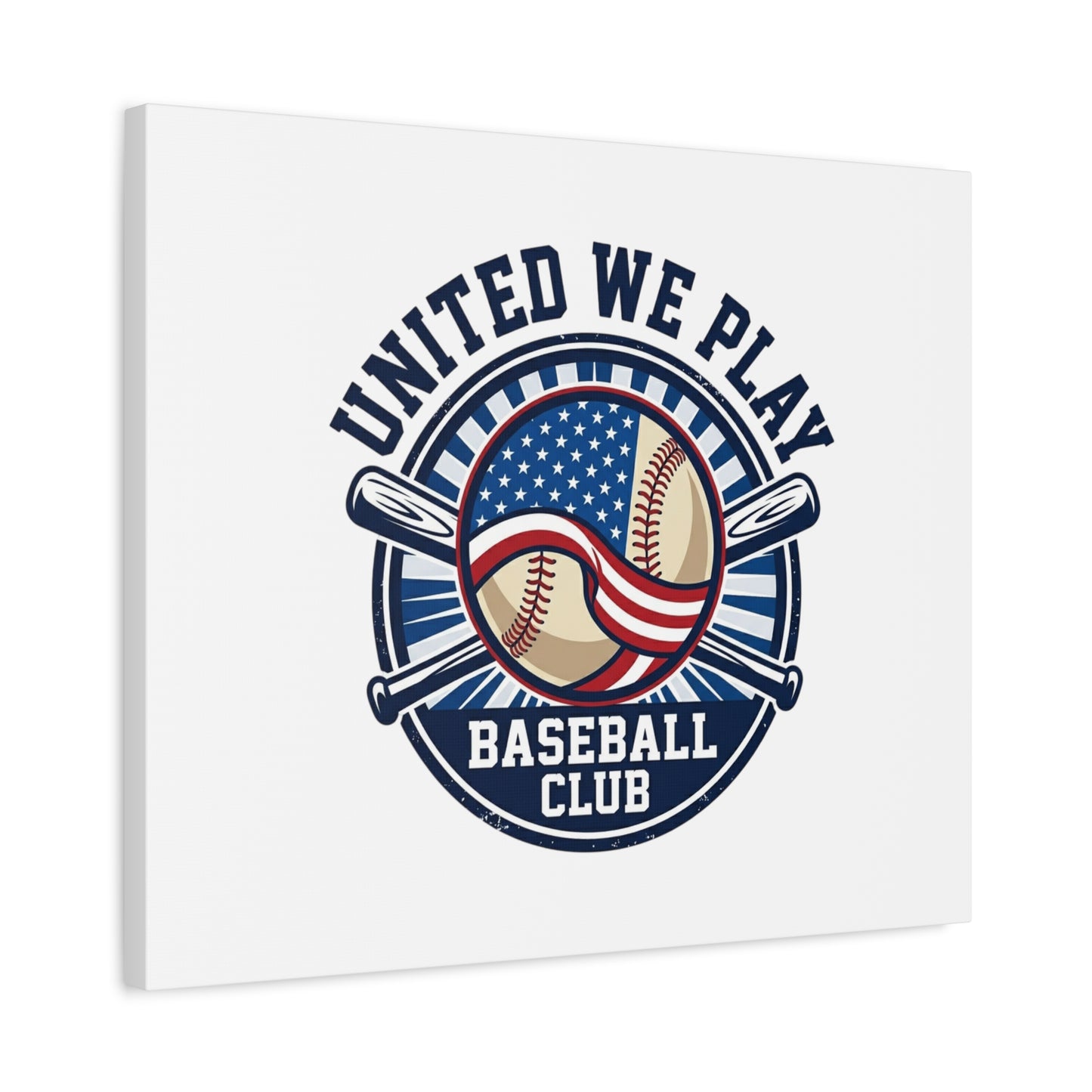 United We Play Baseball Club Canvas | Patriotic Baseball Graphic, Vintage Ballpark Aesthetic