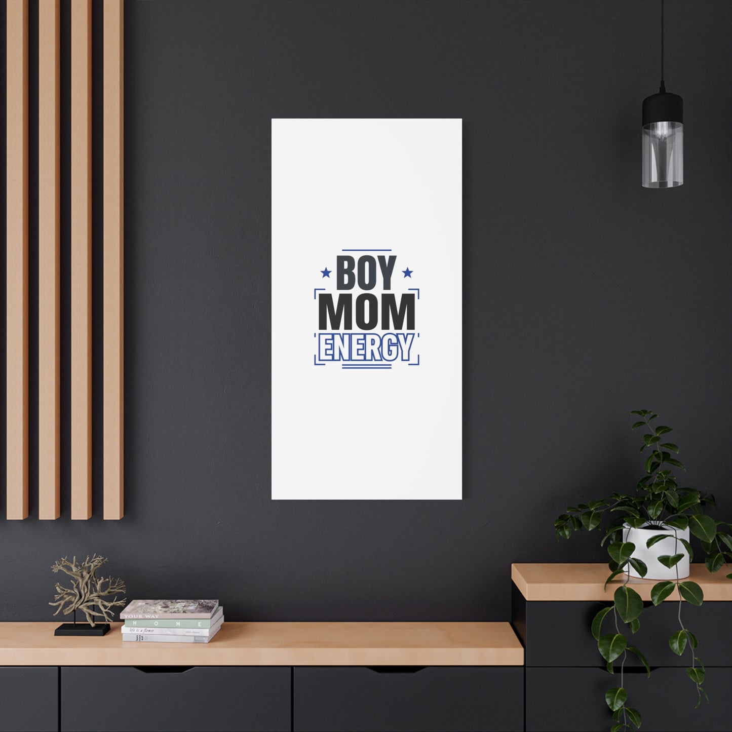 Boy Mom Energy Canvas, Minimal Typographic Mom Wall Art | Mother’s Day Mom Identity