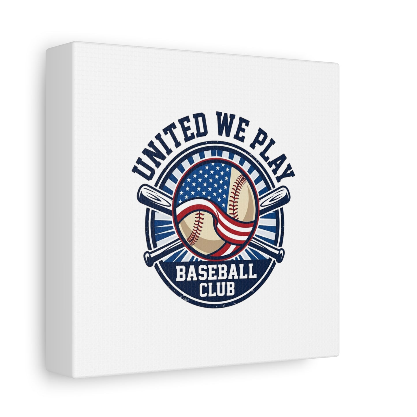 United We Play Baseball Club Canvas | Patriotic Baseball Graphic, Vintage Ballpark Aesthetic