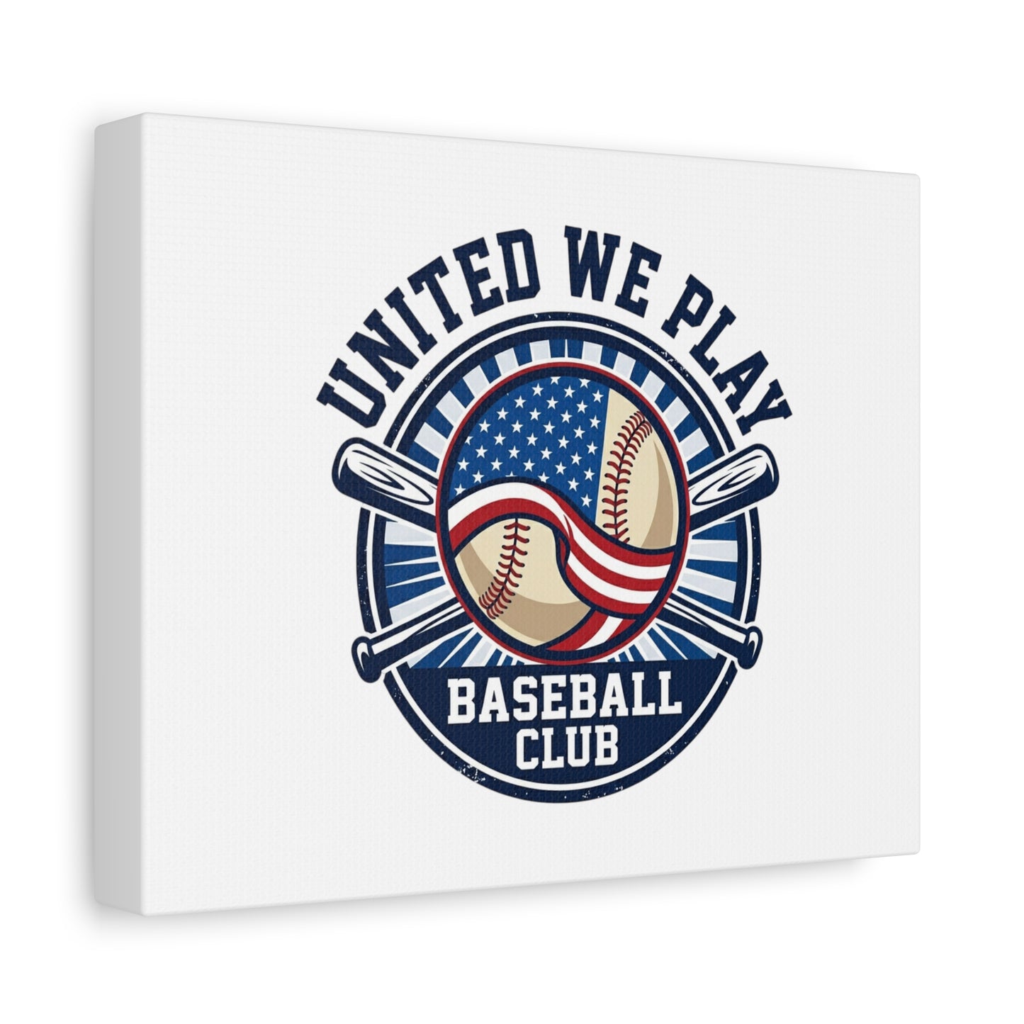 United We Play Baseball Club Canvas | Patriotic Baseball Graphic, Vintage Ballpark Aesthetic