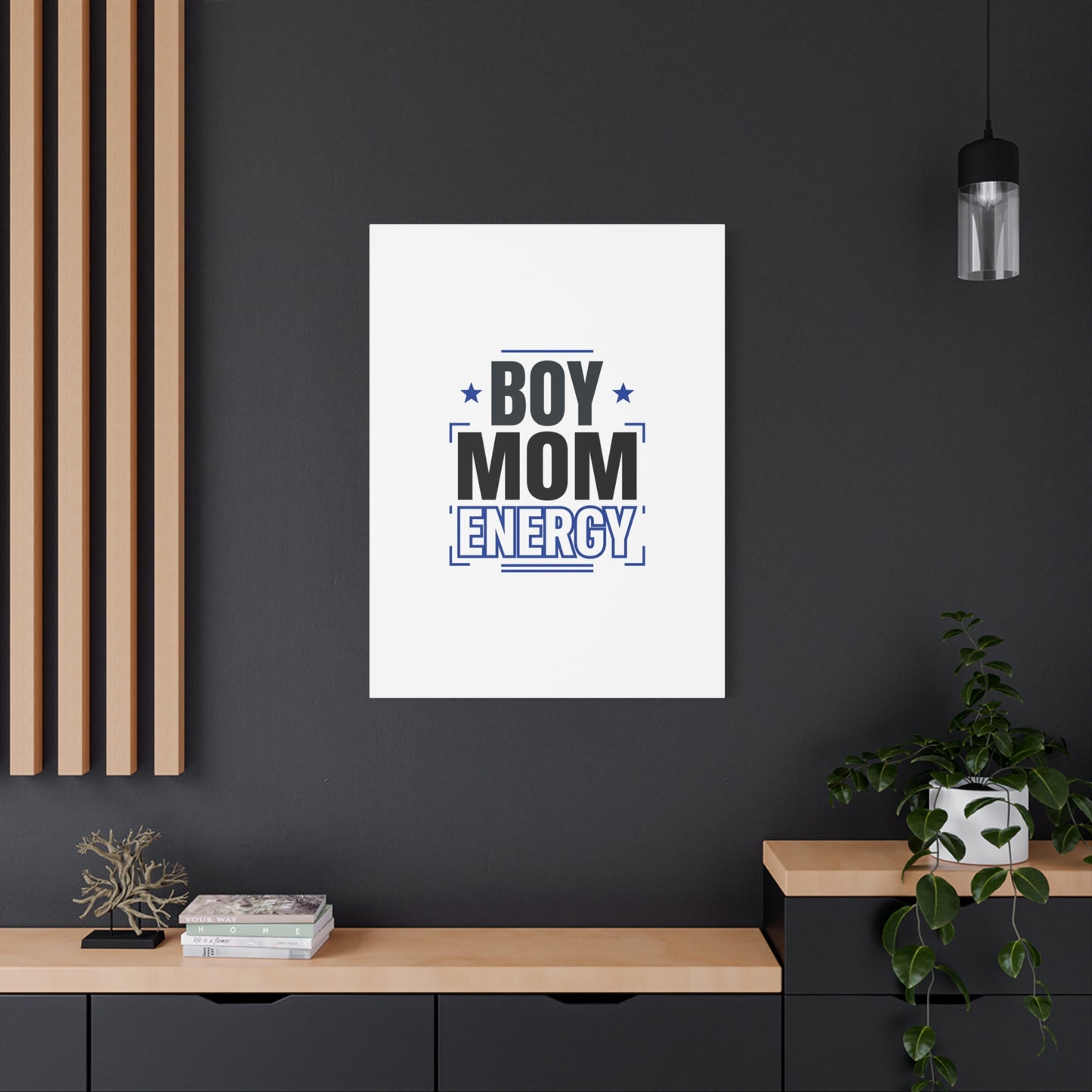 Boy Mom Energy Canvas, Minimal Typographic Mom Wall Art | Mother’s Day Mom Identity
